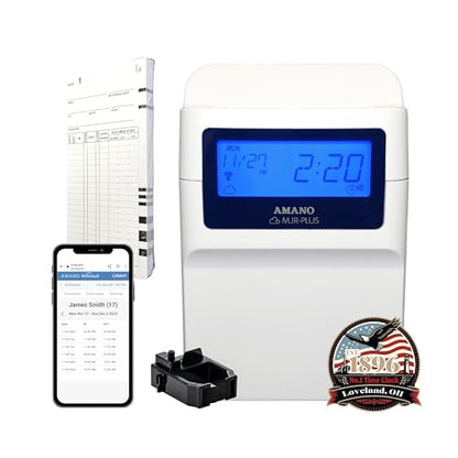AMANO Calculating Time Clock with WiFi Connection to Free Cloud APP: View Employee Punch Times Remotely from Anywhere, Anytime (MJR-PLUSEZ)