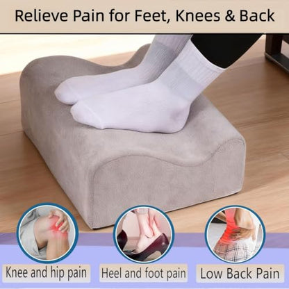 Under Desk Foot Rest – Soft Ergonomic Support Pillow for Heels & Legs, Height Adjustable Leg Elevation Cushion, Comfortable Foot Stool for Office & Home (Grey)