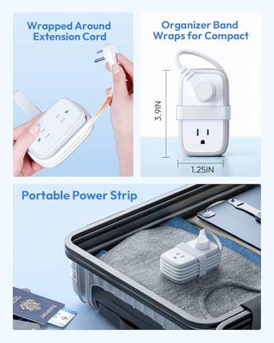 NTONPOWER 20W Travel Power Strip, Travel Essentials Cruise Approved Power Strip Non Surge Protector 4 Outlets 3 USB(1 USB-C) with 4FT Wrapped Extension Cord Flat Plug, Cruise Essentials 2026 - size: 1 Pack 4 Outlets 1 USB-C 2 USB-A, style: 20W-White