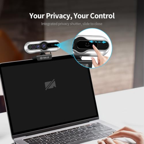 TOALLIN 4K Webcam for PC, Windows Hello Compatible, IR Facial Recognition