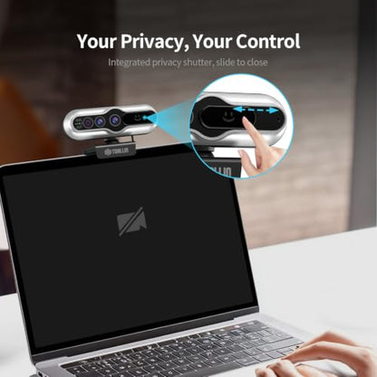 TOALLIN 4K Webcam for PC, Windows Hello Compatible, IR Facial Recognition