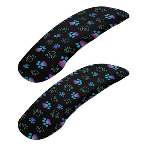 Paw Print Office Chair Protector - Stretchy Soft Armrest Covers, Decorative for Desk & Computer Chair, Black and Blue - color: Black and Blue - Dog Paw