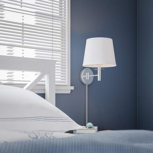 Kenroy Home Sheppard Wall Swing Arm Lamp with Brushed Steel Finish, Modern Style, 12.75" Height, 20" Width, 18" Depth