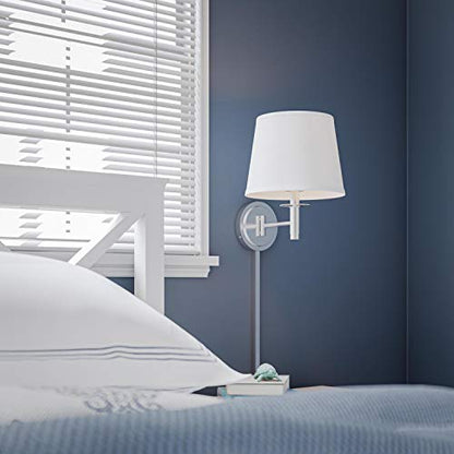Kenroy Home Sheppard Wall Swing Arm Lamp with Brushed Steel Finish, Modern Style, 12.75" Height, 20" Width, 18" Depth