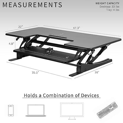 VIVO Black 48 in Standing Desk Converter, DESK-V048V - color: Black, size: 48"