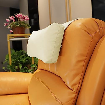 Velvet Recliner Headrest Pillow, Non-Slip Neck Support, Ivory - color: Ivory