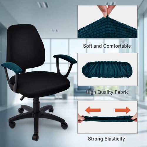 SARAFLORA Office Chair Armrest Cover Stretchable Water Resistant Spandex Stretch Computer Office Chair Arm Pad Covers Chair Slipcover for Desk Chairs Arm Sapphire 2 Pcs - color: Sapphire, size: 2 Pcs