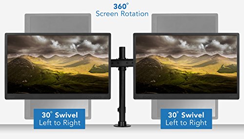 Mount-It! Dual Monitor Desk Stand, C-Clamp & Grommet Base
