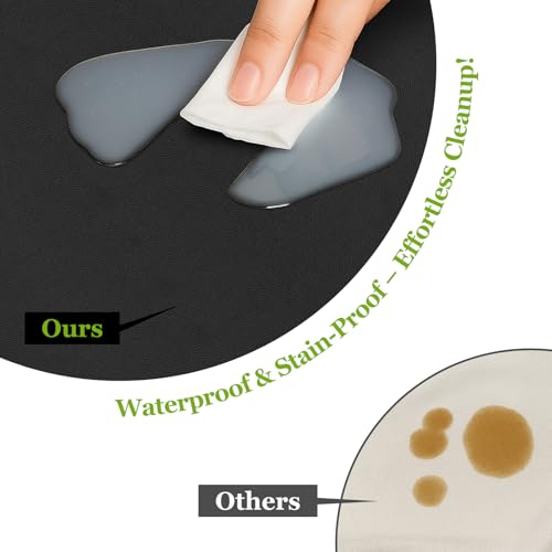 Warmstar Leather Table Cover 24 x48 Inch, 1.8MM Thick PVC Table Protector - color: Black, size: 24" x 48"