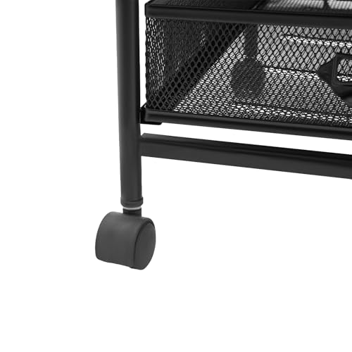 Rolling File Cabinet with 6 Drawers, Filing Cart Under Desk Storage Office Organizer with Table Top & Wheels, Utility Cart File Folder Printer Stand, L11.8×D15×H24.4in, Black - size: 6 Tier