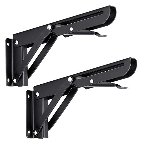 Sumnacon 2 Pcs Folding Shelf Brackets for Worktops,8 Inch ,Max Load 99lb - color: Black, size: 8 Inch