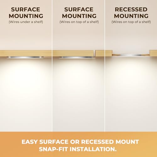 VST Under Cabinet Mini Panel Lighting 3.94inch 12V 2.5W(Total 15W) with Wireless Dimmer Switch, Surface Mount Puck Light for Kitchen Van Truck Car Galley Downlight 6Pack(Round 2700K-6500K) - color: 6 Pack Silver CCT