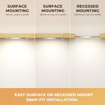 VST Under Cabinet Mini Panel Lighting 3.94inch 12V 2.5W(Total 15W) with Wireless Dimmer Switch, Surface Mount Puck Light for Kitchen Van Truck Car Galley Downlight 6Pack(Round 2700K-6500K) - color: 6 Pack Silver CCT