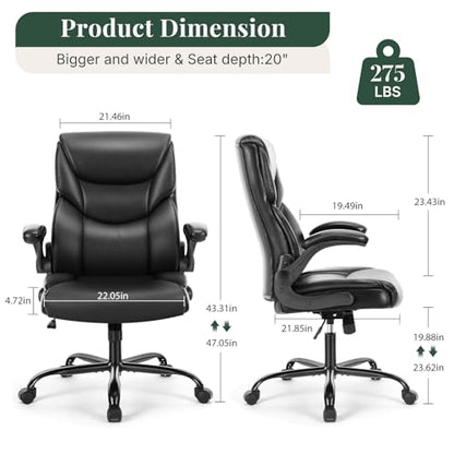 Executive Office Chair, PU Leather, Adjustable Height