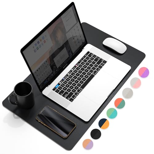 YSAGi Office Desk Pad, Desk Mat, 23.6" x 13.7" Ultra Thin Waterproof PU Leather Desk Blotter, Laptop Leather Desk Pad Protector for Keyboard and Mouse, Dual-Sided Desk Writing Pad for Office(Black) - color: Black, size: 13.7" x 23.6"
