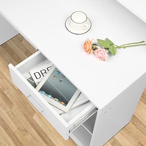 Karl home Computer Desk Study Writing Desk, White - color: White, size: with Keyboard 1