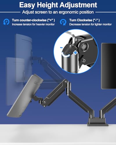 MOUNT PRO Dual Monitor Stand for Up to 44 lbs Ultrawide Screens Max 49 Inch, Heavy Duty Monitor Arm for 2 Monitors, Premium Full Motion Double Computer Desk Mount, VESA Mount 75x75/100x100mm - size: Max 49", style: Dual
