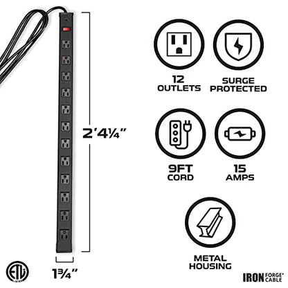 Iron Forge Cable 12 Outlet Metal Surge Protector Power Strip, 9 Ft - style: 12 Outlet