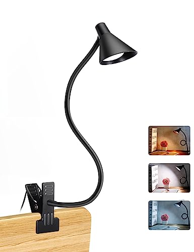 LiFMIRA Clip on Light USB Reading Light Desk Lamp 3 Color Modes Black | 10 Brightness Levels Eye Care Clamp Light Flexible Dimmable Reading Lamp Clip on Lamp for Bed Headboard Desk Bedside Dorm - color: Black