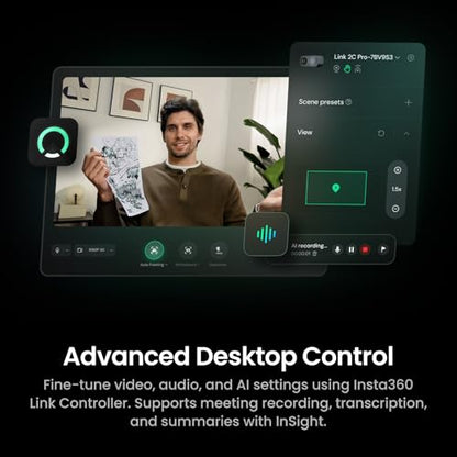 Insta360 Link 2C Pro Creator Bundle – 4K Webcam for PC/Mac, 1/1.3” Sensor, Low-Light, Auto Framing, HDR, Directional Noise-Canceling Mics, Supports Stream Deck, Zoom, Teams, Twitch for Streaming - style: Creator Bundle