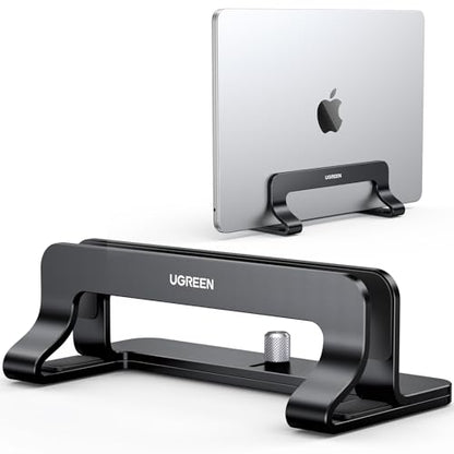 UGREEN Vertical Laptop Stand Holder for Desk Compatible with MacBook Pro, MacBook Air Stand Vertical Aluminum Adjustable for Up to 17.3 Inch Gaming Laptop, Black | Laptop Stand Aluminum PC Holder Compatible with MacBook MateBook Chromebook Surface Dell HP