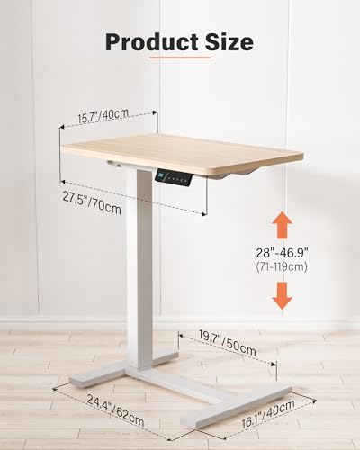 FiCiHi 28"x 16" Electric Standing Desk, Mobile Sit Stand Up Desk, Maple - color: Maple, size: 28" x 16"