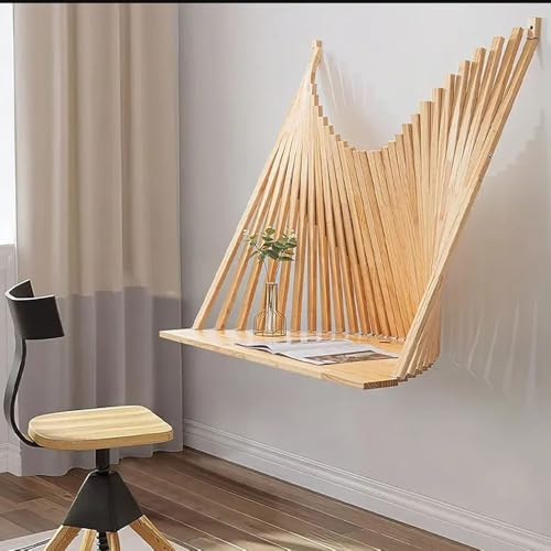 Wall Mounted Drop-Leaf Table Floating Laptop Desk, Fold Down Wall Desk, Wood Foldable Hanging Workbench, for Small Spaces, Bar, Bedroom