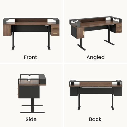 61'' x 25.5'' Electric Standing Desk with 2 Drawers, Dual Cup Holders