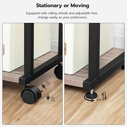 HOOBRO Mobile Printer Stand, 3-Tier Printer Cart Under Desk with Storage, Industrial Adjustable Rolling Cart, Sturdy Little Table on Wheels for Home Office BG28PS01N1 - color: Greige + Black