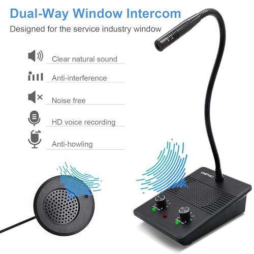 CallToU Window Speaker Intercom System,Dual Way Anti-Interference Intercommunication Microphone Talk Through Glass Window,for Business,Bank,Office,Hospital,Counter,Store,Station,School and More - color: Black 4