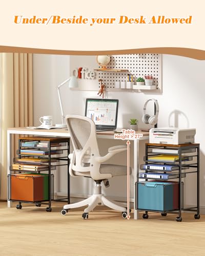 Feyejade Compact 5-Tier Rolling File Cart, Under Desk Metal Filing Cabinet - size: 11.4"D x 15.7"W x 26.9"H