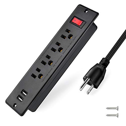 USB Power Strip Recessed Power Socket Mountable Outlet Extender Multiple Protection 4 Outlet 2 USB Built in Conference Desk Workbench - color: Black, size: USB-A