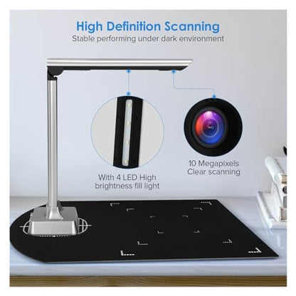 Document Scanner, 13 Million Pixel Document Camera, Portable High Definition Scanner, A4 Scanners for File Card Passport Recognition Scanning, Increase Efficiency