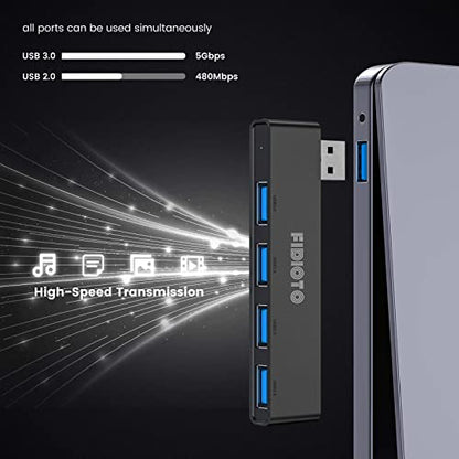 USB Hub 2Pack, Fidioto 4 Port Network-Hub(1 * 3.0 Hub, 3 * 2.0 Hub), USB Expander Hub for Laptop, iMac Pro, MacBook Air, Mac mini/Pro, Surface Pro, Notebook PC, USB Flash Drives and Mobile HDD Etc. - color: 4in1-Right&left-Black