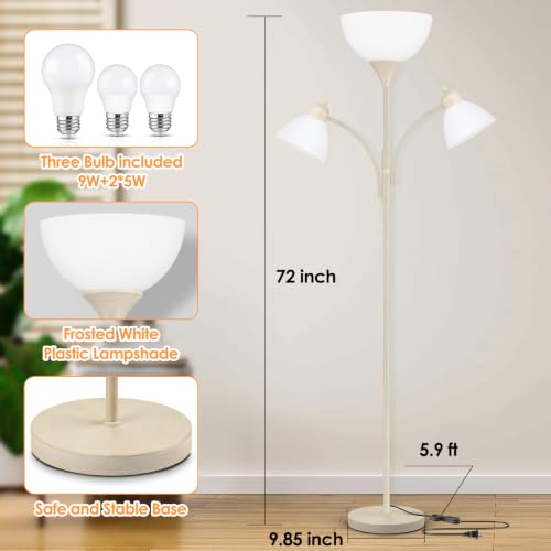 Coucrek Torchiere Floor Lamps for Living Room, 72" Dimmable Reading Lamp - color: Rustic White