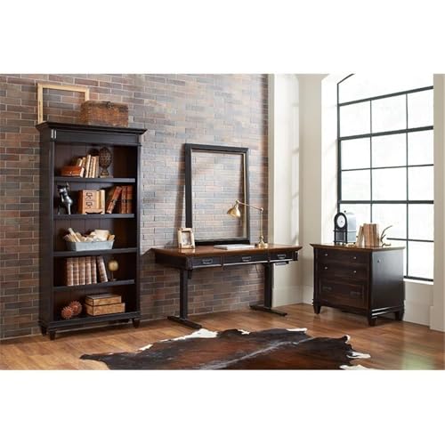 BOWERY HILL 3 Drawers 31" Lateral Black Wood Filing Cabinet Pre-Assembled Stationary Legal/Letter Size for Home, Office - color: Black