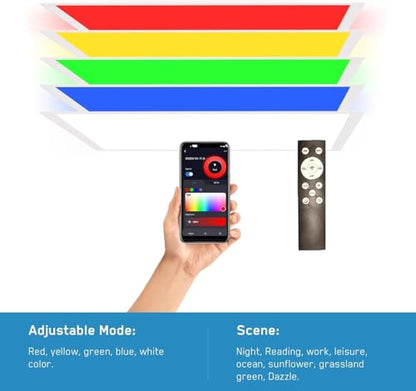4 Pack 2x2 FT LED RGBW 5000K Multicolor Flat Panel, Light Remote & App Controlled 40W 4400lm Color Changing LED Panel Light Smart Wi-Fi Drop Ceiling Light with Alexa/Google Assistant - size: 2x2 Feet