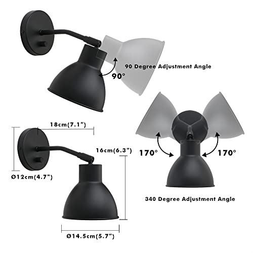 Yosoan 1-Light Black Vanity Reading Wall Sconce with On Off Switch - color: Black