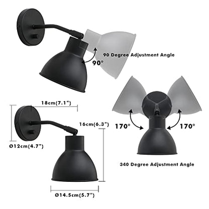 Yosoan 1-Light Black Vanity Reading Wall Sconce with On Off Switch - color: Black