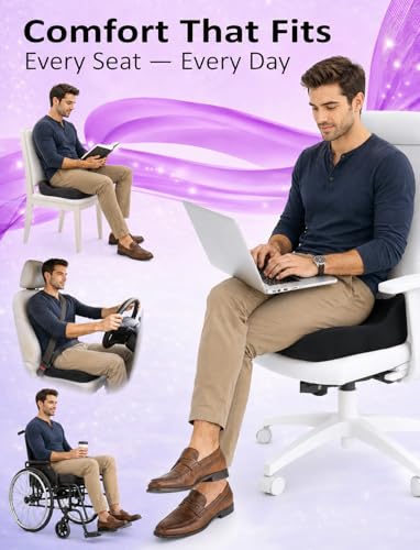Memory Foam Seat Cushion for Pressure Relief, Ergonomic Office Chair Cushion for Coccyx, Sciatica & Tailbone Pain Relief, Hemorrhoid Donut Pillow, Cushion for Postpartum Pregnancy, After Surgery