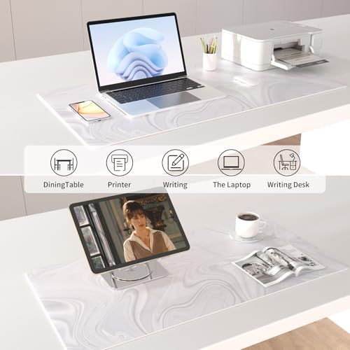 Colorful Star White Marble Waterproof Office Desk Mat, 31.5" x 15.7" - color: White Marble, size: 31.5" x 15.7"
