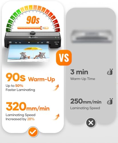 9 Inch Thermal Laminator,with 40 Pack Letter Size Pouches,2 Roller System