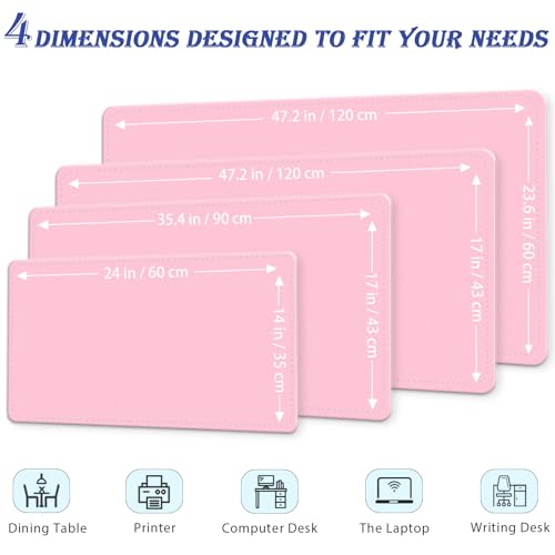 47.2" x 23.6" Large Desk Pad - Non-Slip PU Leather, Waterproof Writing Mat for Keyboard & Mouse, Fairy Tale Pink - color: Fairy Tale Pink, size: 47.2" x 23.6"