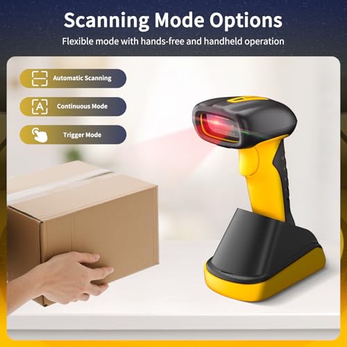 NetumScan Industrial Bluetooth QR Barcode Scanner, IP67 Waterproof & 7M Drop Proof, 2600mAh Wireless 1D 2D Bar Code Scanner with Charging Stand for Store, POS, Computer, iPhone, Android RD-1288(NS)