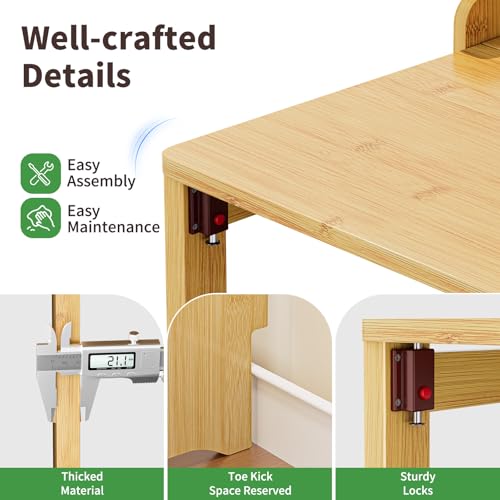Folding Desk for Small Spaces, Bamboo Foldable Desk with Bookshelf, Natural - color: Natural, size: 47.24"H x 21.65"D x 32.28"W