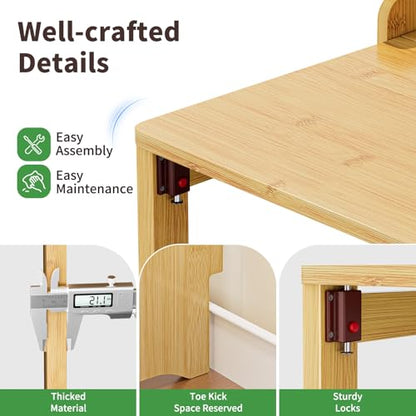 Folding Desk for Small Spaces, Bamboo Foldable Desk with Bookshelf, Natural - color: Natural, size: 47.24"H x 21.65"D x 32.28"W