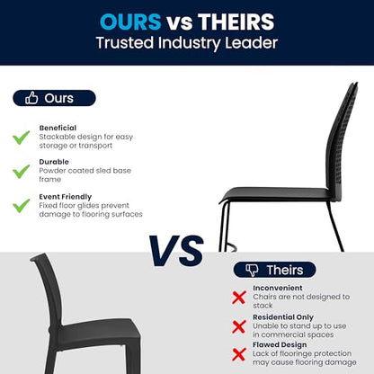 EMMA + OLIVER Home and Office Black Sled Base Stack Chair with Air - color: Black