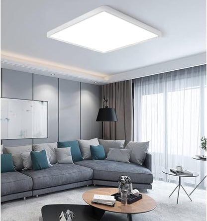 LED Flush Mount Ceiling Light Fixture, 4000K Neutral White, 12inch 24W, 3200LM, Slim Flat Panel Lighting Fixture, Square Modern Ceiling Lamp for Bedroom, Kitchen, Living Room, Closet, Stairwell - color: Neutral White, size: Square-White