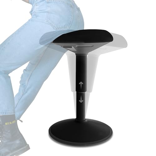 Standing Desk Stool Chair, Height Adjustable Stool 16-24 inch for Office and Classroom, Swivel seat, Anti-Slip Bottom Ergonomic Wobble Stool with Rocking Motion, Black - color: Matte Black, size: 16-24 inch