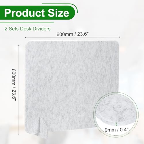 PATIKIL Desk Divider, 2 Set 24 x 24 Inch Acoustic Freestanding Desk Divider Desk Privacy Panel with 4 Pcs Support Feet for Library Office Workstation, Light Grey